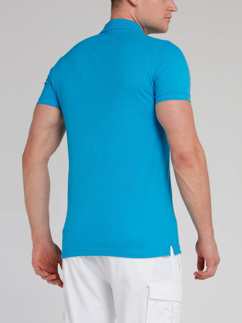 Blue Logo Appliqu)d Polo Shirt