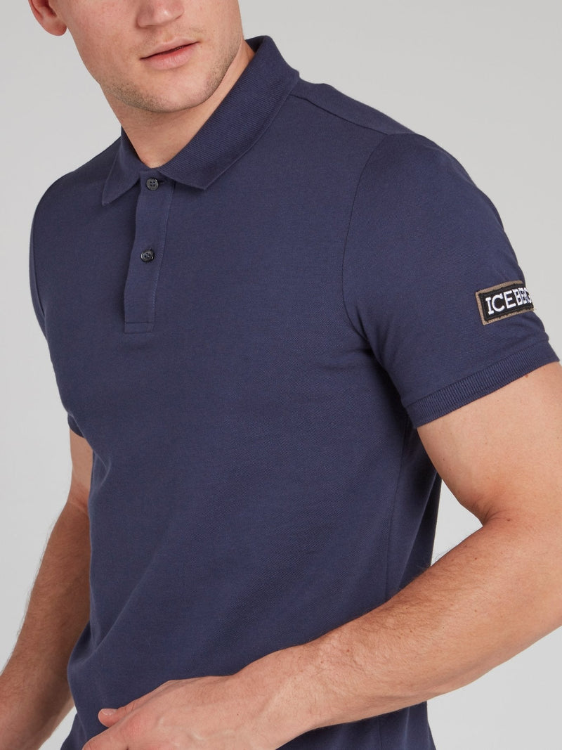 Navy Logo Appliquéd Polo Shirt