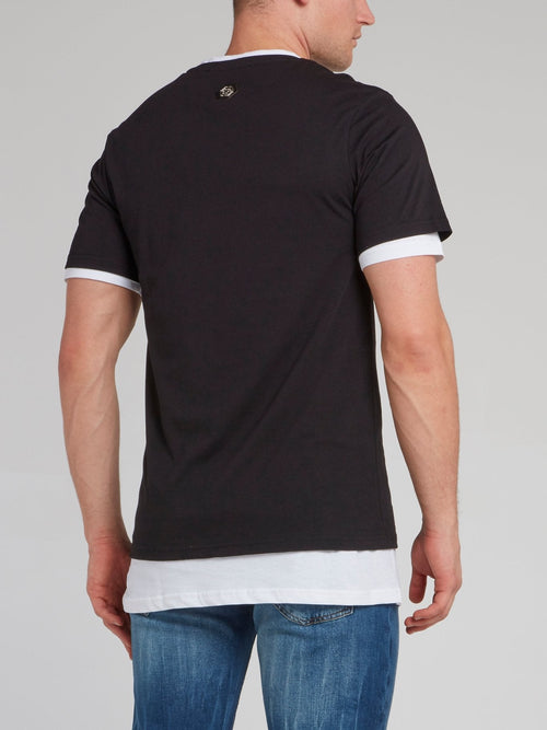 Black Logo Print Overlay T-Shirt