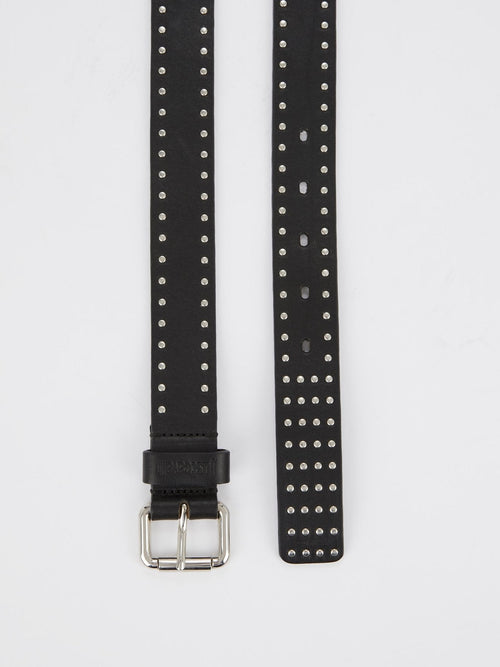 Black Studded Leather Belt