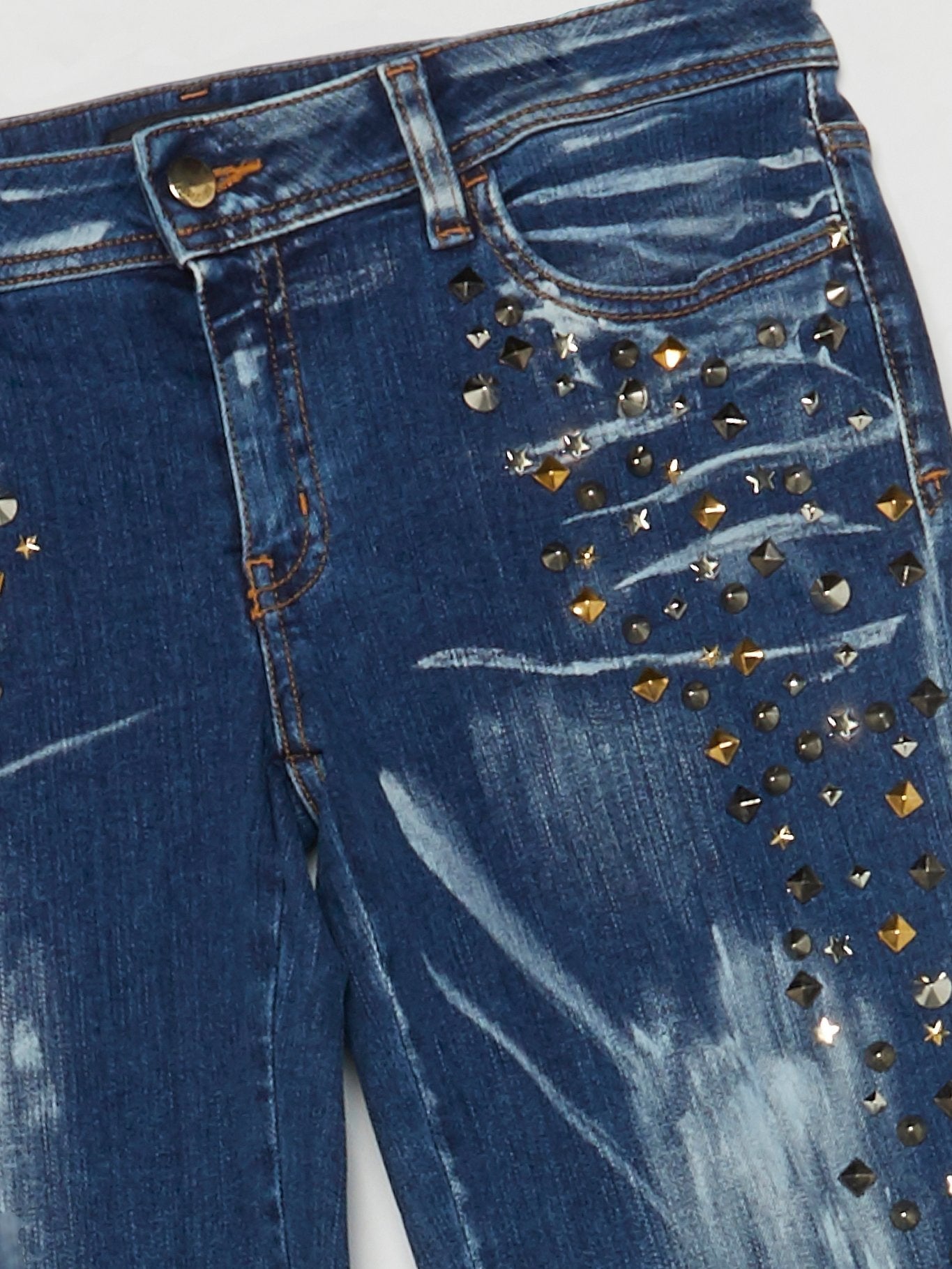 Multi-Stud Splatter Paint Jeans