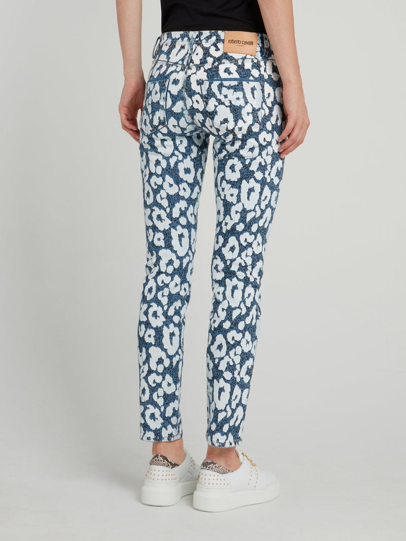 Floral Print Cotton Skinny Jeans