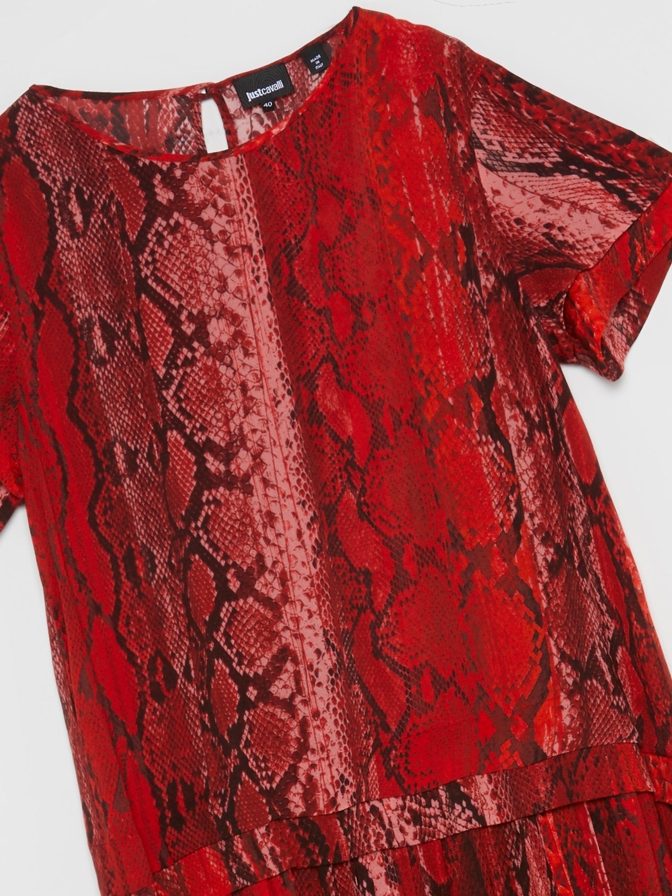 Red Python Print Frill Dress