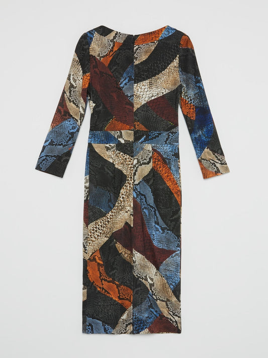 Colour Block Snake Print Dress