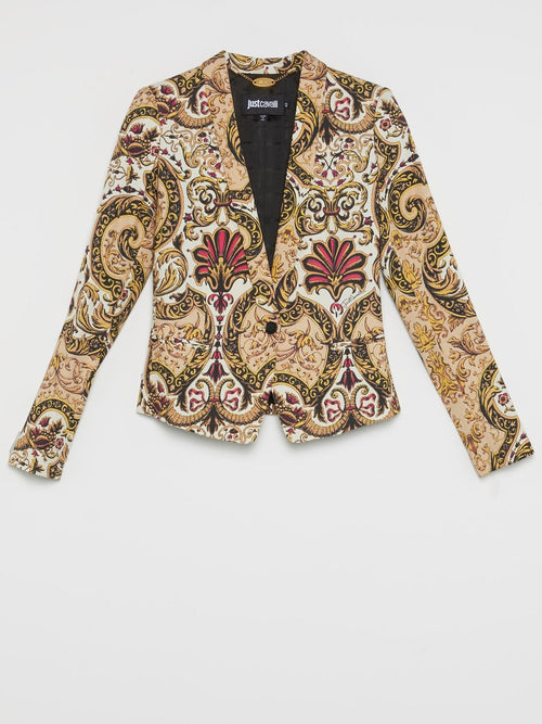 Yellow Baroque Print Blazer