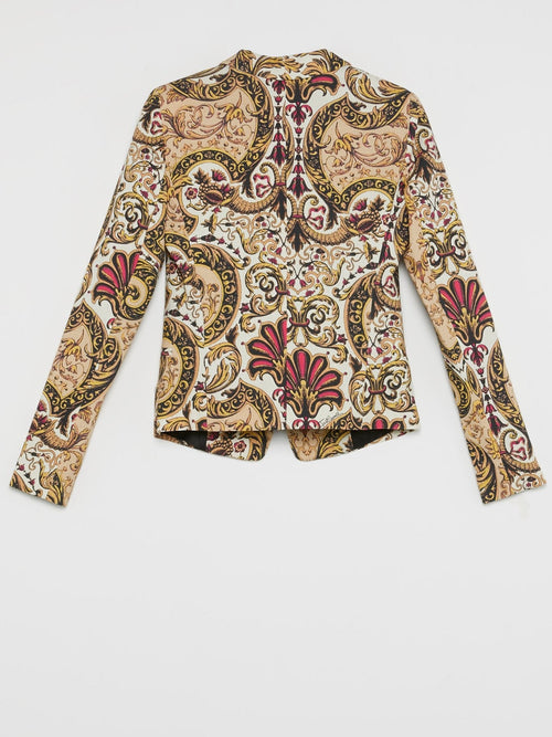 Yellow Baroque Print Blazer