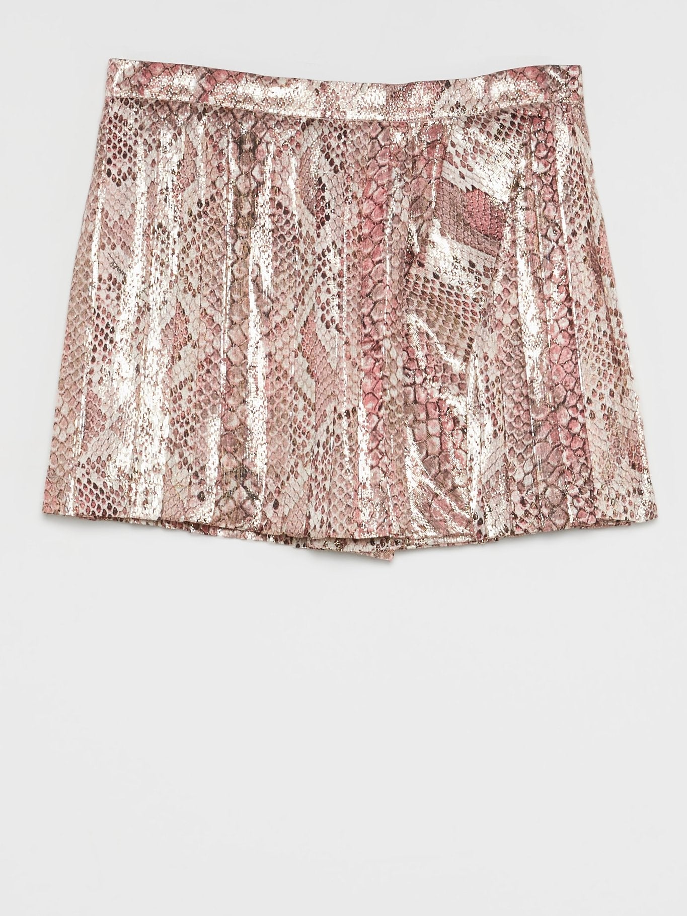 Pink Python Effect Mini Skirt