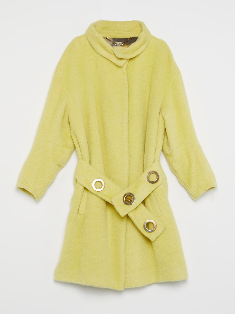 Yellow Velvet Trench Coat