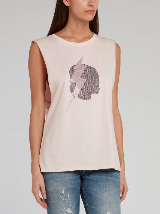 Chrissy Pink Cut-Off Sleeve Top