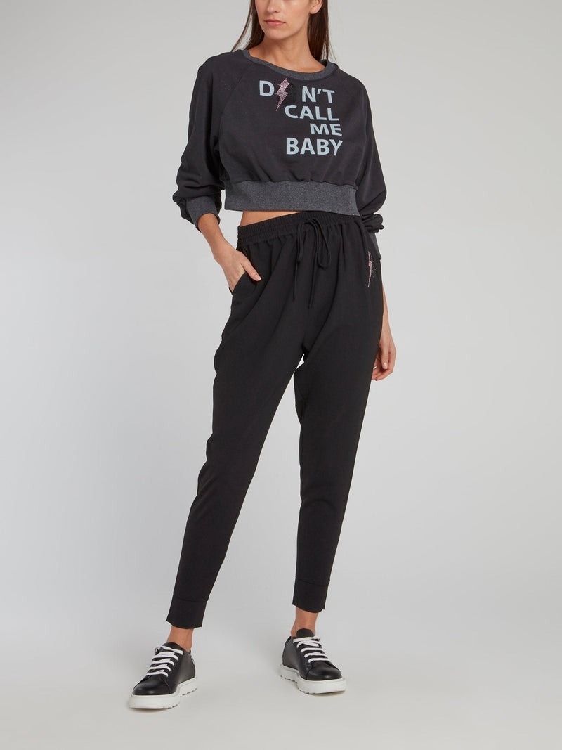 June Black Cropped Sweatshirt