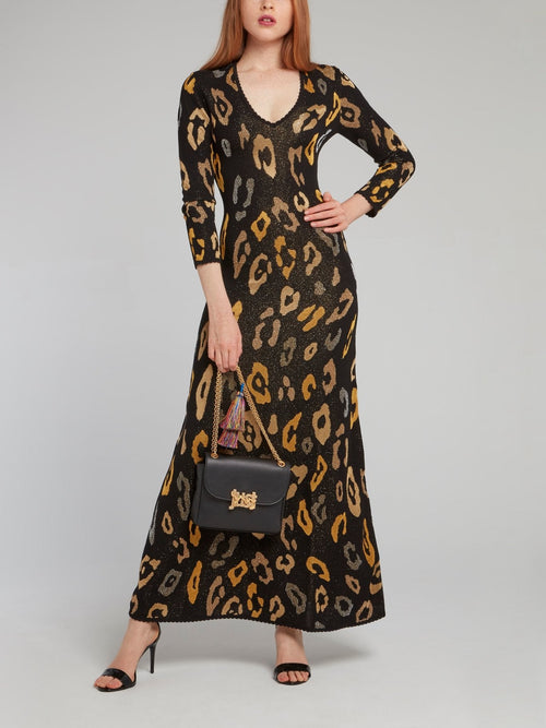 Black Glitter Fabric Pattern Print Dress