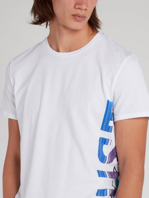 White Side Logo Print T-Shirt