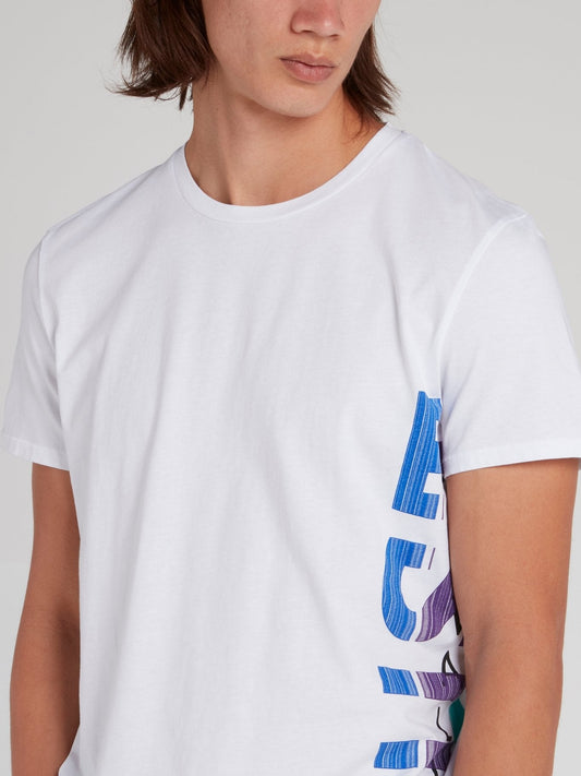 White Side Logo Print T-Shirt