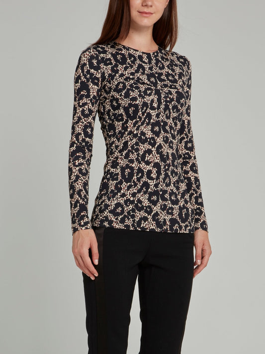 Leopard Print Knit Pullover