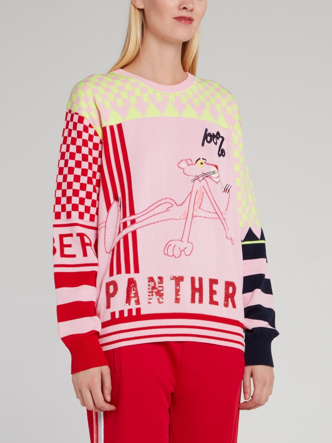 Pink Panther Sequin Check Sweater