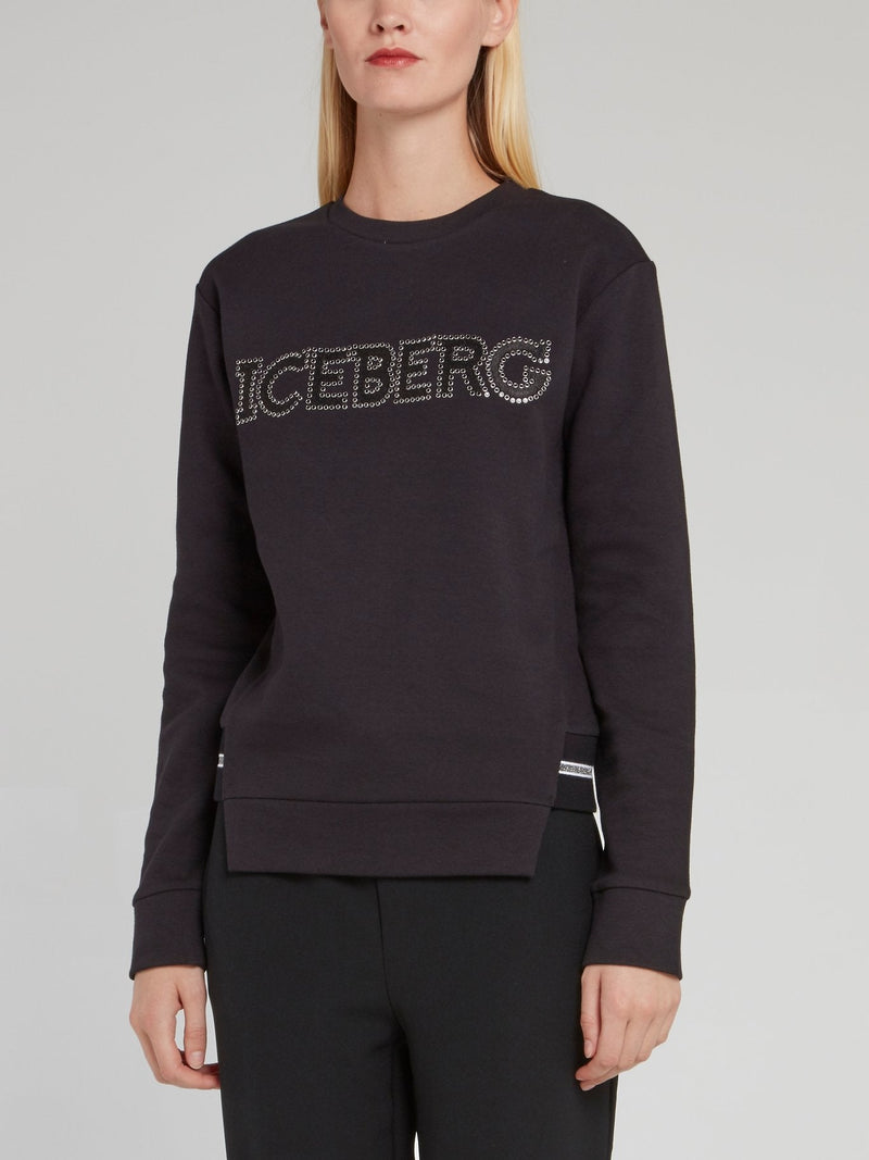 Black Studded Logo Sweatshirt