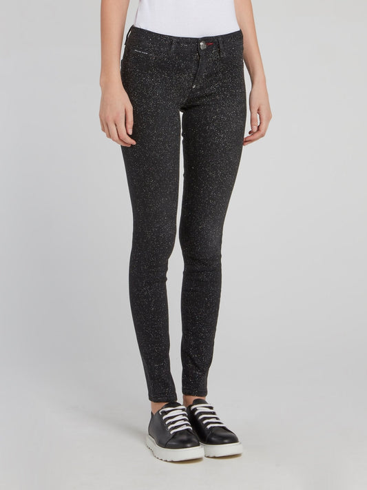 Black Glitter Fabric Jeggings