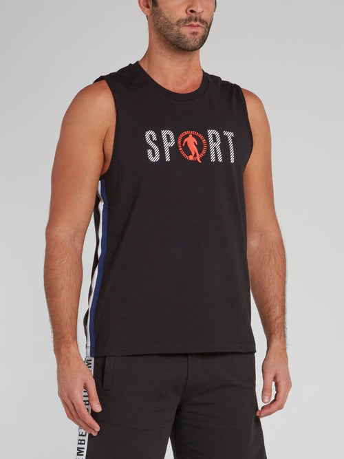 Black Sport Logo Tank Top