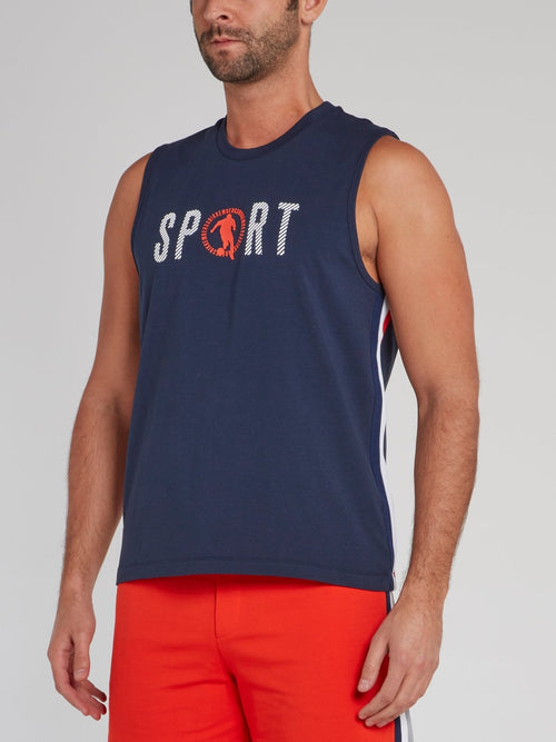 Navy Sport Logo Tank Top