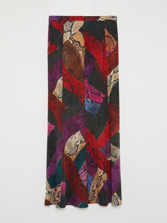 Multi Snake Print Maxi Skirt