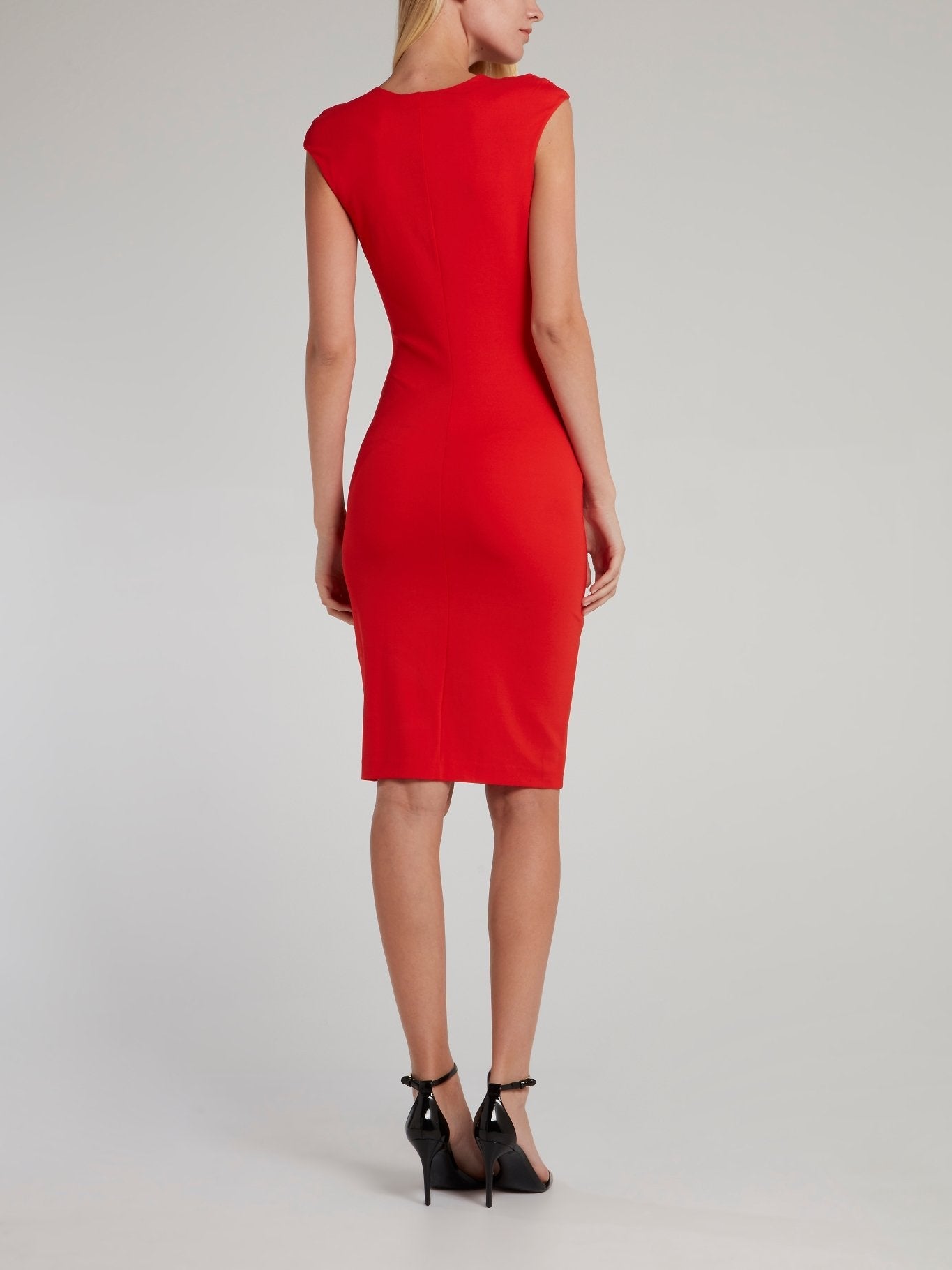 Red V-Neck Embellished Dress