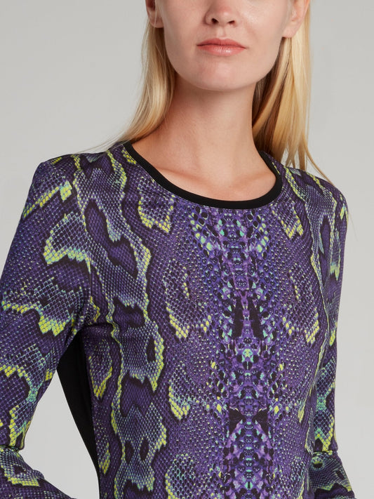 Purple Python Effect Sheath Dress