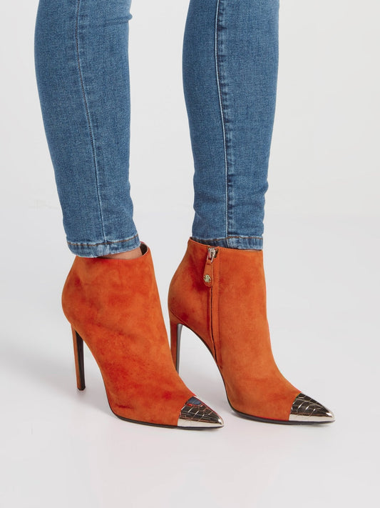 Orange Suede Ankle Boots