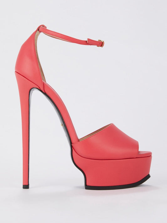 Pink Ankle Strap High-Heel Sandals