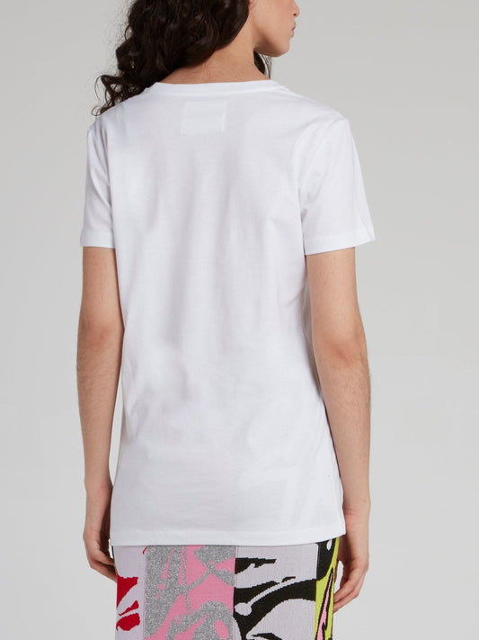 White Sequin Lip T-Shirt