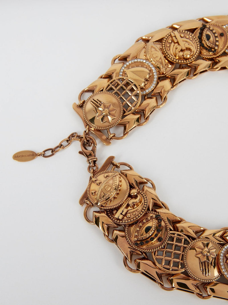 Brass Embellished Link Necklace