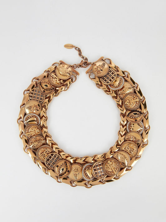 Brass Embellished Link Necklace