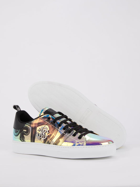 Snake Print Monogram Foil Sneakers