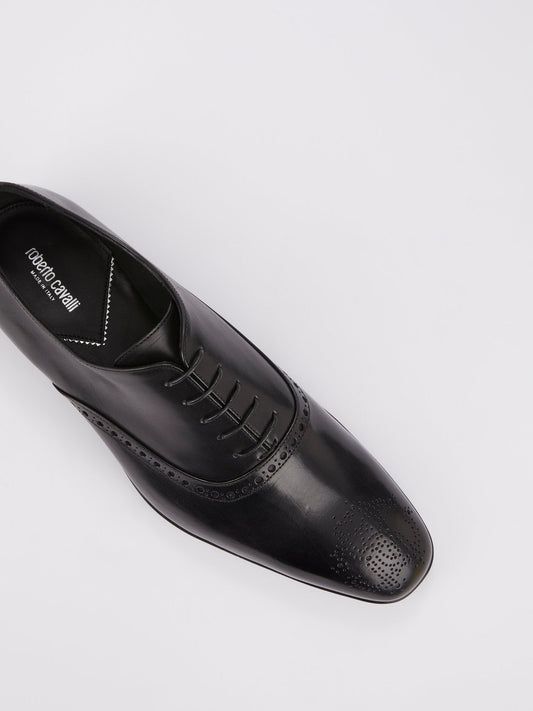 Black Perforated Oxford Shoes