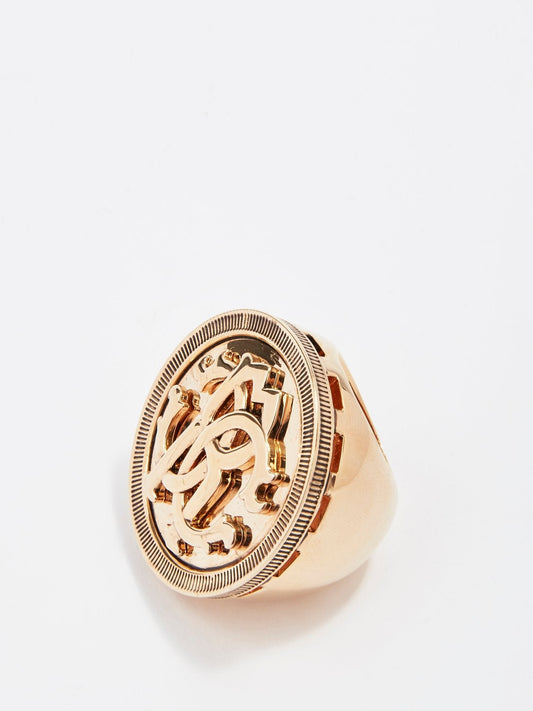 Gold RC Monogram Ring