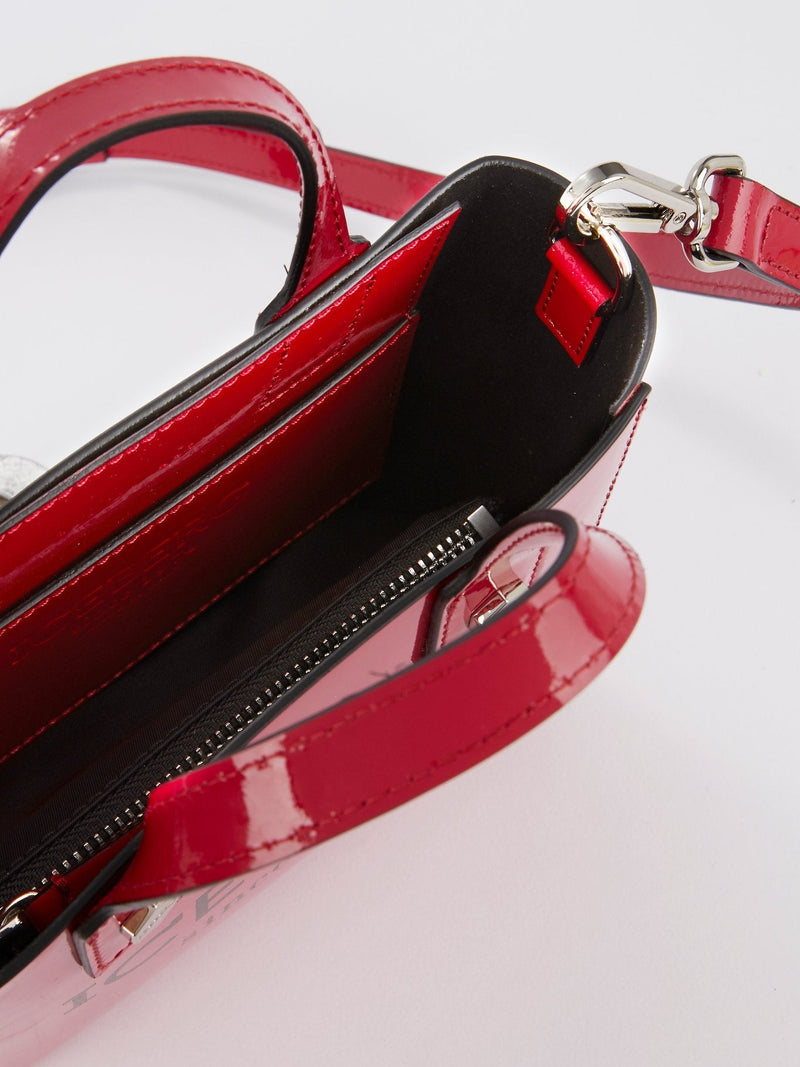 Red Patent Leather Logo Shoulder Bag