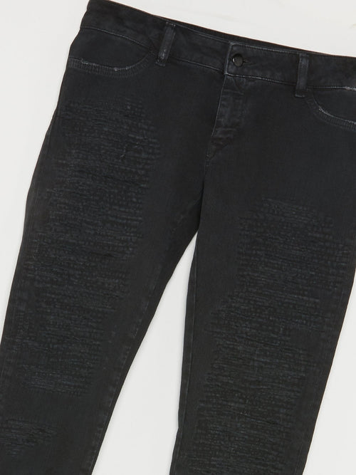Black Tattered Denim Jeans