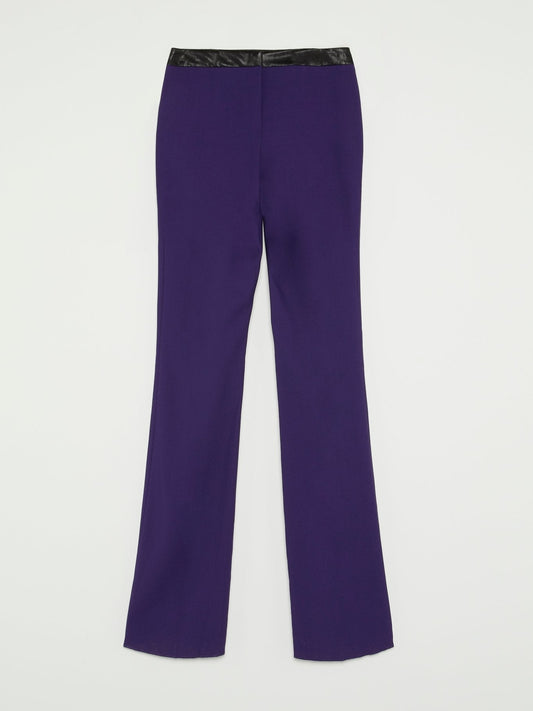 Purple Leather Waistband Bootcut Pants