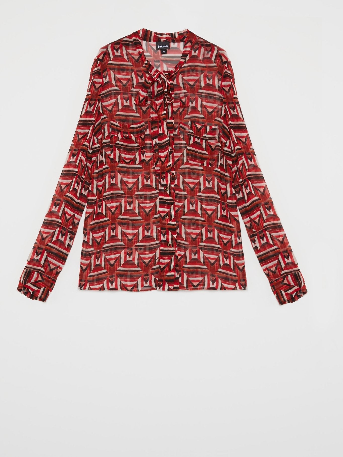 Red Pattern Print Bow Tie Shirt