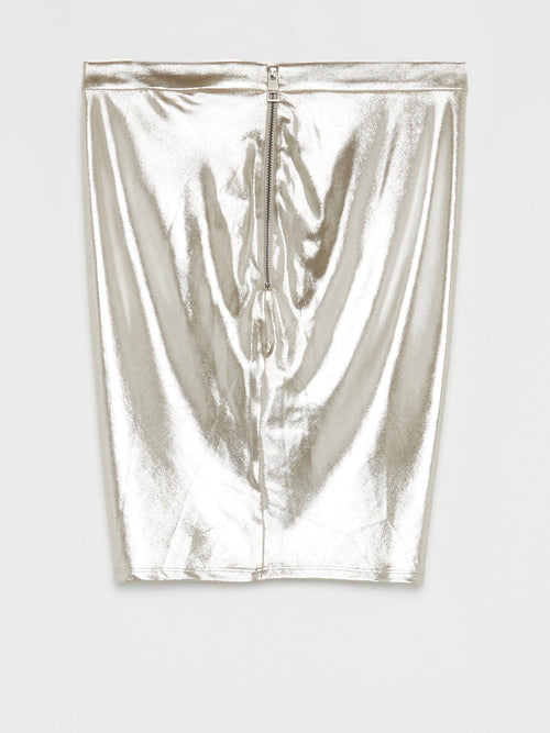 Metallic Draped Mini Skirt