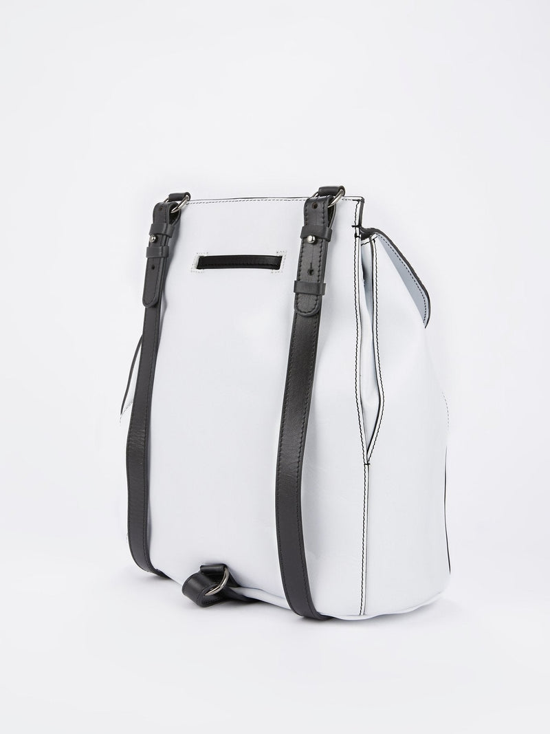White Animal Print Leather Mini Backpack