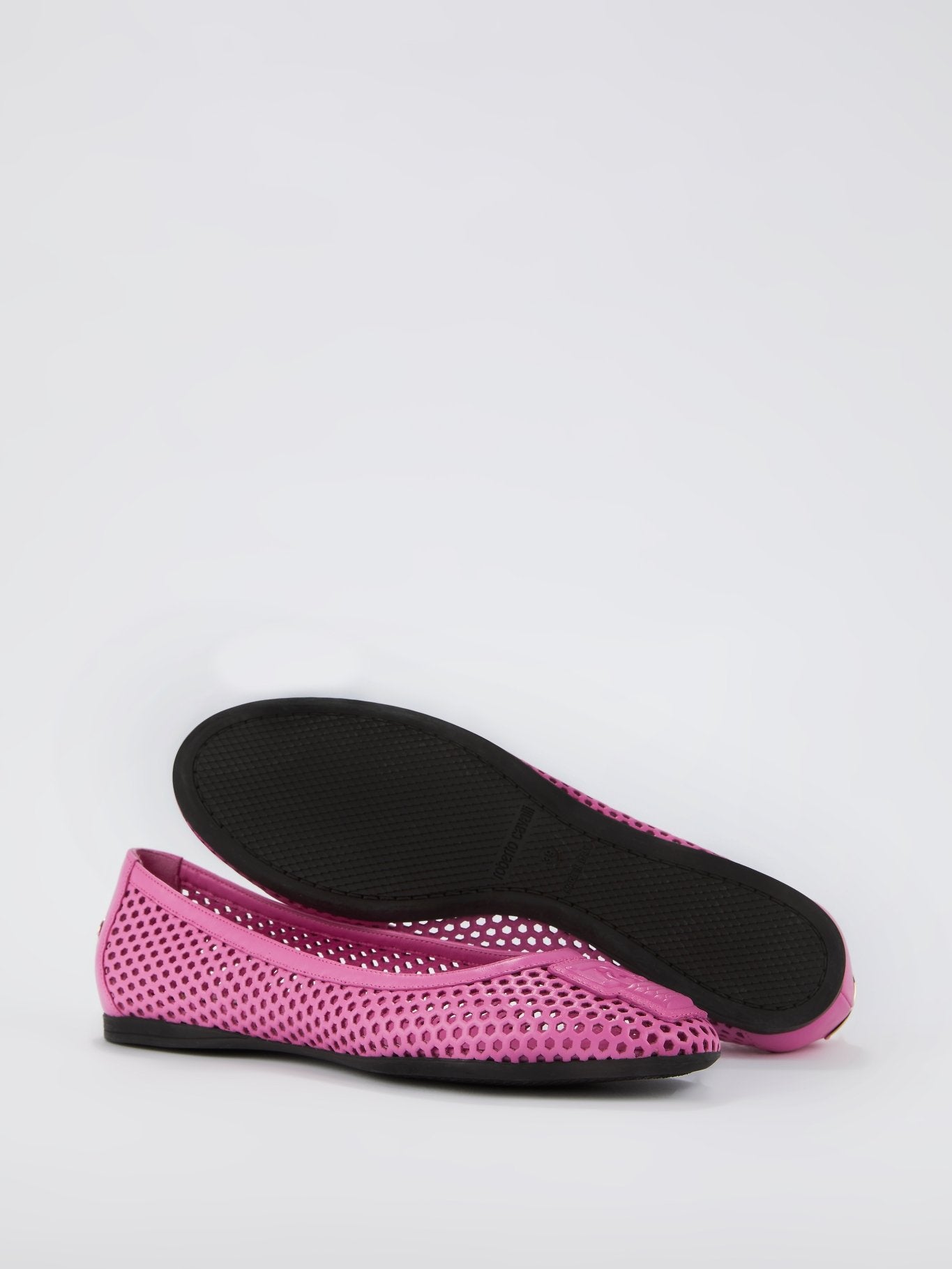 Pink Perforated Ballerina Flats