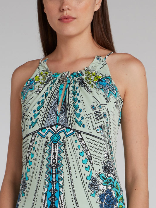 Jacquard Print Keyhole Sheath Dress