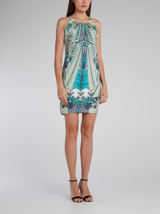 Jacquard Print Keyhole Sheath Dress