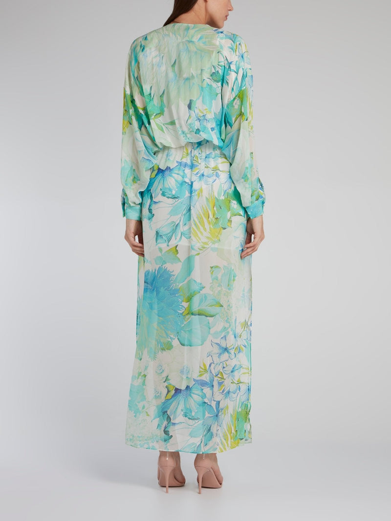 Tropical Print Slit Long Kaftan