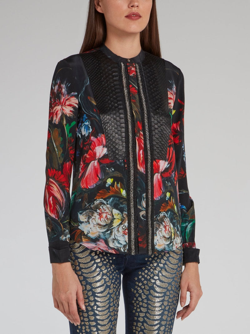 Floral Print Snake Bib Shirt