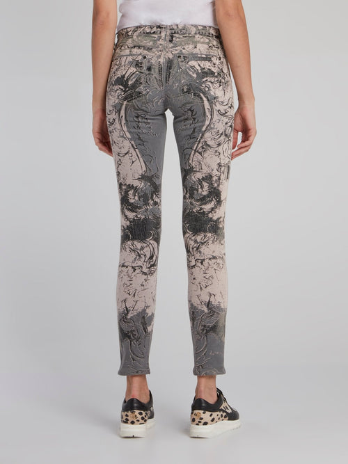 Grey Baroque Corduroy Pants