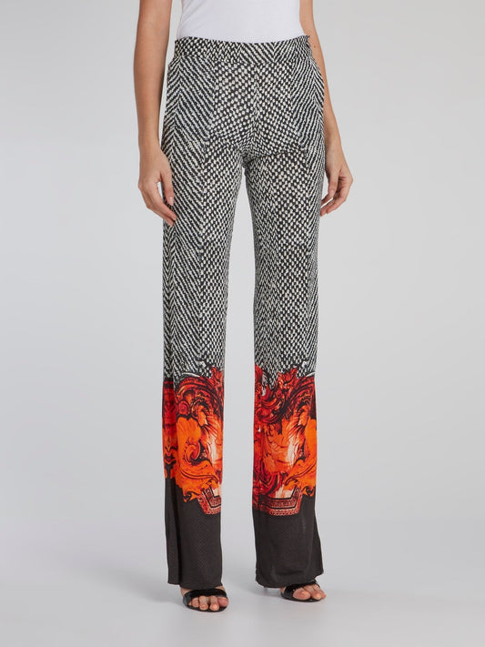 Jacquard Weave Straight Cut Trousers