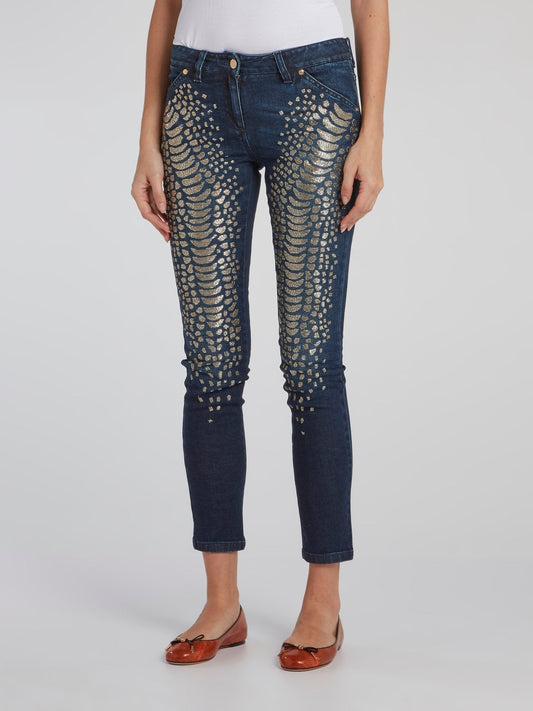 Snake Effect Beadwork Jeans