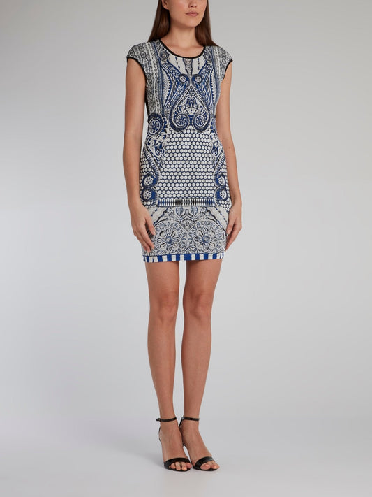 Jacquard Print Bodycon Dress