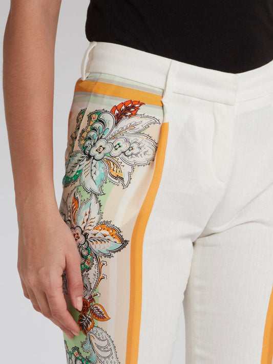 Floral Panel Tunnel Capri Pants